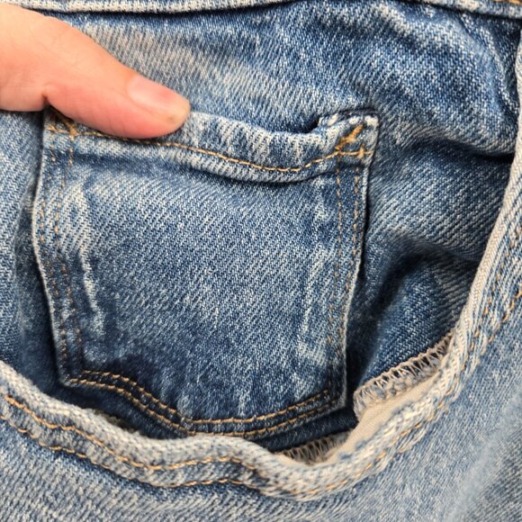 A.N.A A New Approach Blue Jean High-Rise Distressed Raw Edge Mini Skirt 18 - Picture 5 of 8